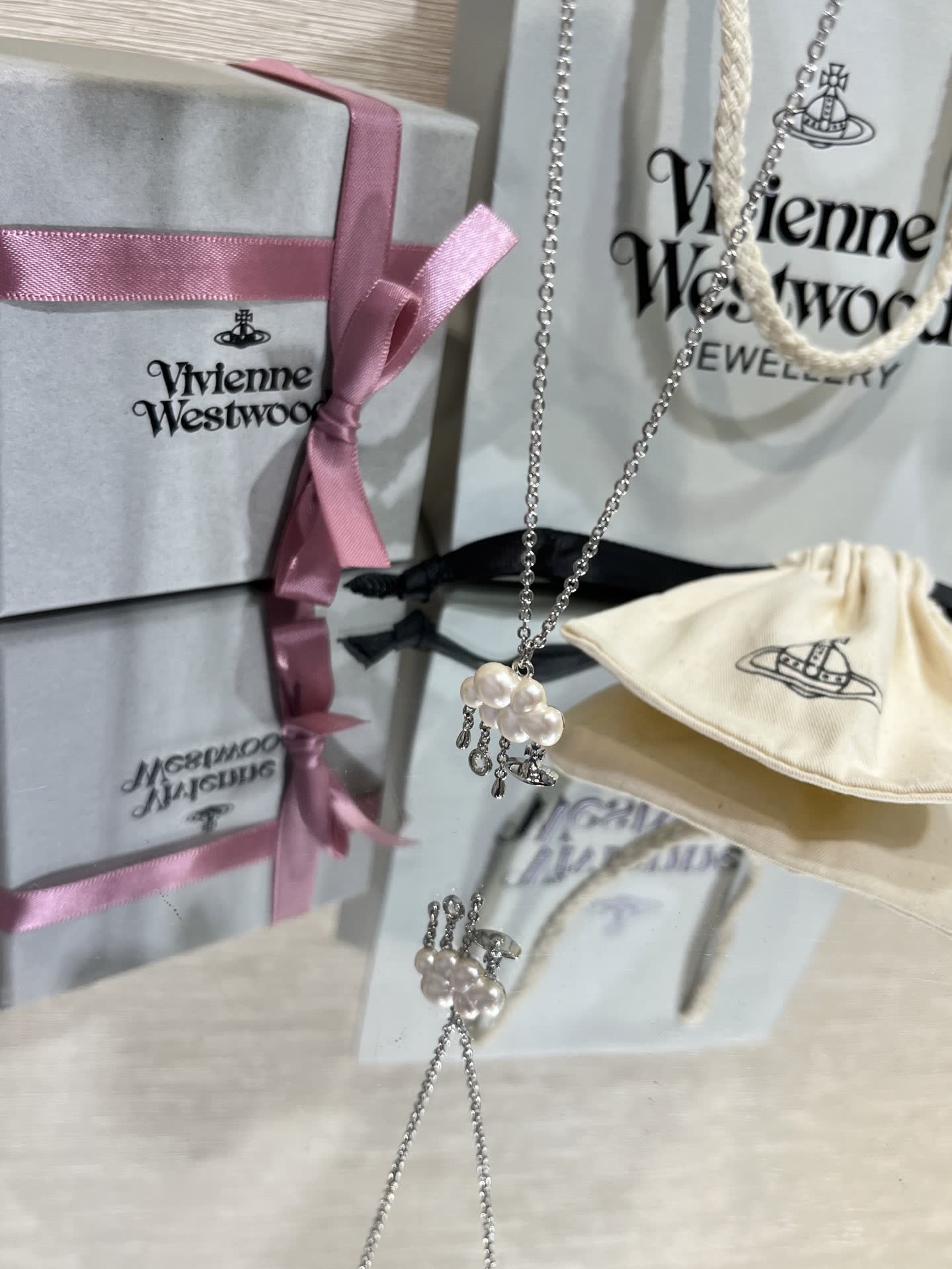 Vivienne Westwood Silver Cloud Pearl Necklace